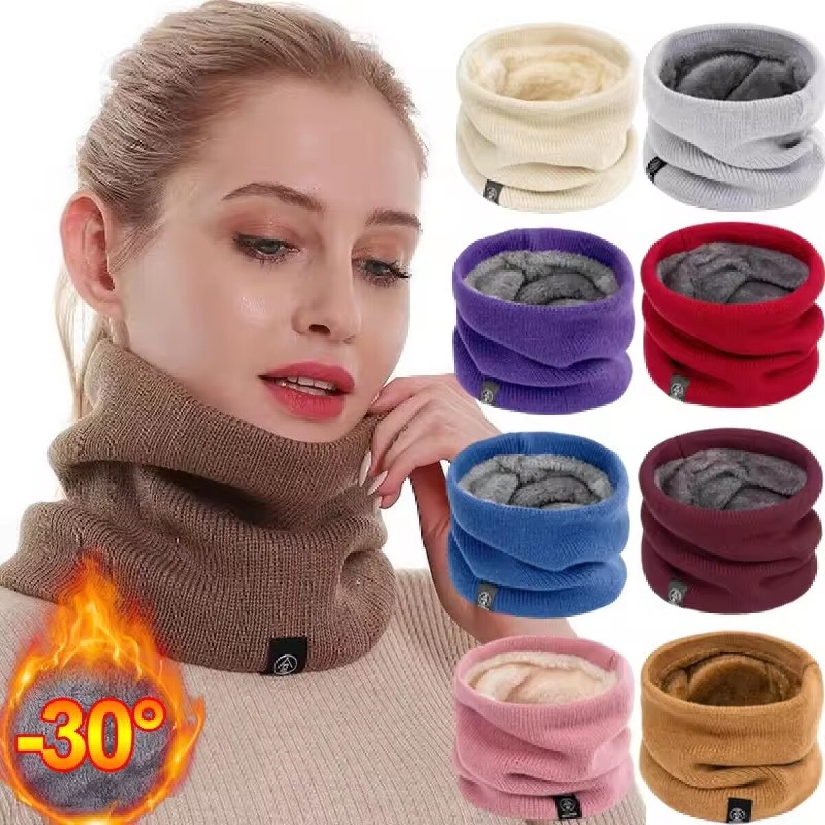 Neck Gaiter Fleece - Solido inverno peluche silenziatore di lana